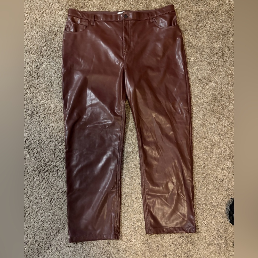 Abercrombie Fitch 90s High Rise Curve Love Faux Leather Pants Womens 20s - Picture 2 of 9